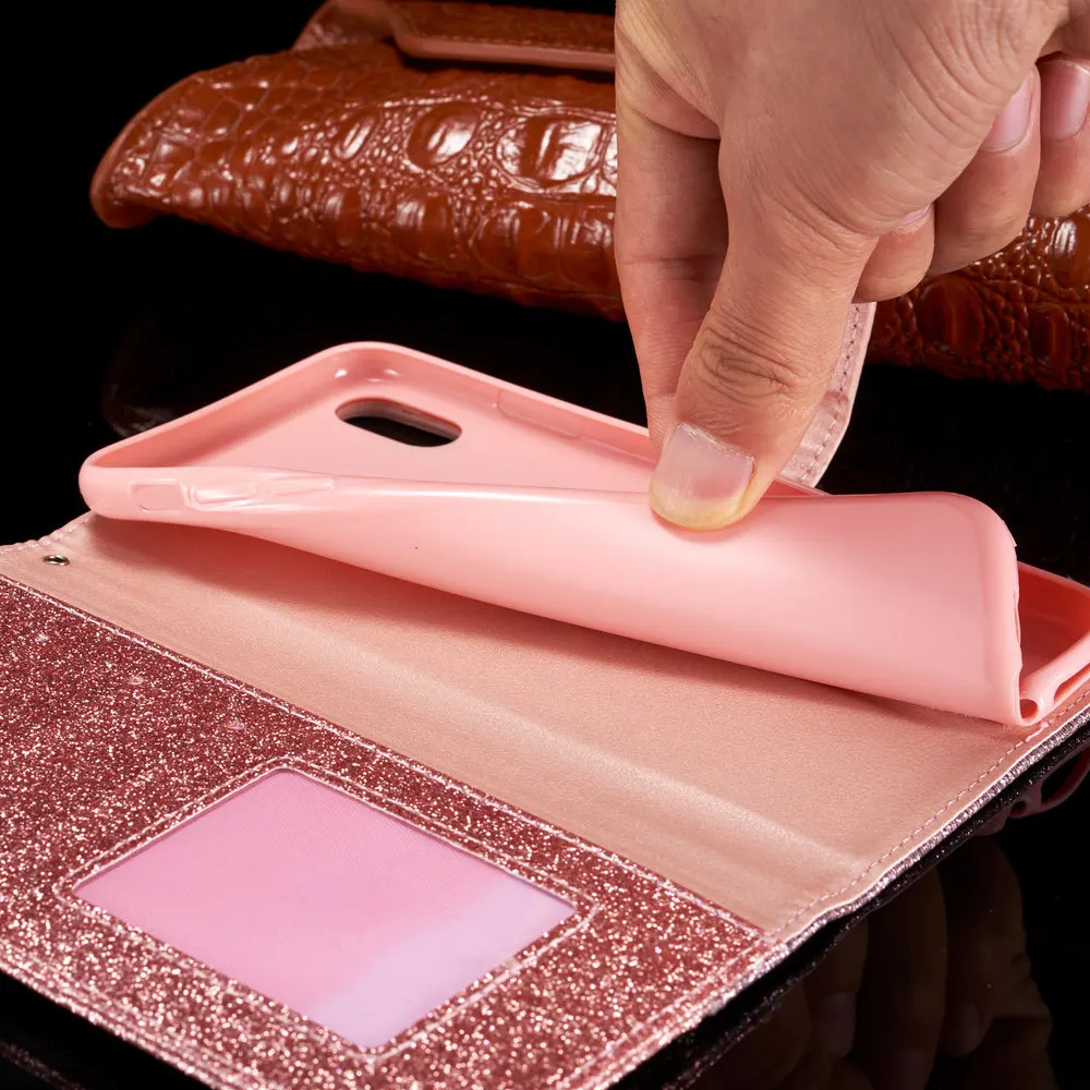 Блестящий Алмазный флип-чехол для iPhone 11 Pro Max 7 Plus 6 6S 8 XS X XR 8Plus iPhone11 SE 2020 кожаный