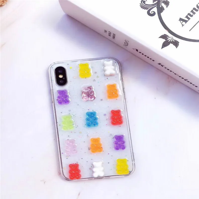 1 шт. чехол для телефона s Iphone прозрачный цвет конфеты кристалл милые животные