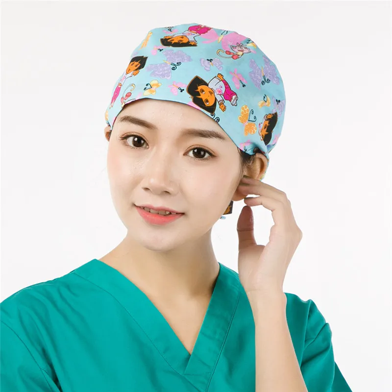 Surgical Cap 3 Новая хлопковая мочалка шапки для женщин и мужчин больничные медицинские шапочки печать Tieback эластичные секции хирургические шапки - Цвет: Surgical Cap 3