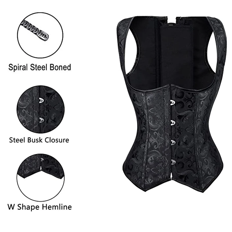 

SLADUO New Arrivals In 2021 Plus Size Women's Spiral Steel Brocade Corset Corset Vest Waist Support Shaping