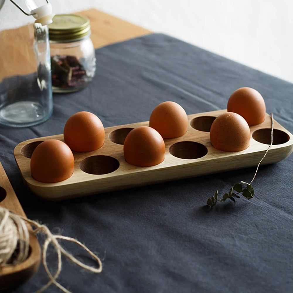 Деревянный двухрядный контейнер для хранения яиц в японском стиле Домашний