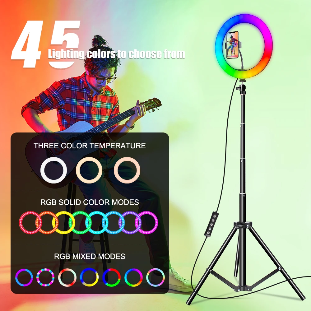 Кольцевая лампа 26 см 10 дюймов Usb кольцевой светильник 45 RGB студийные Круглые лампы