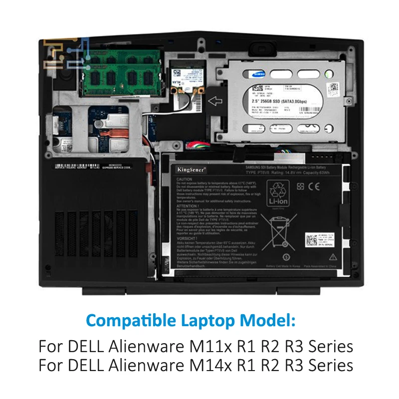 Аккумулятор KingSener PT6V8 для ноутбука DELL Alienware M11x M14x R1 R2 R3 P18G T7YJR 8P6X6 08P6X6 14 8 в 63 Вт/ч|battery