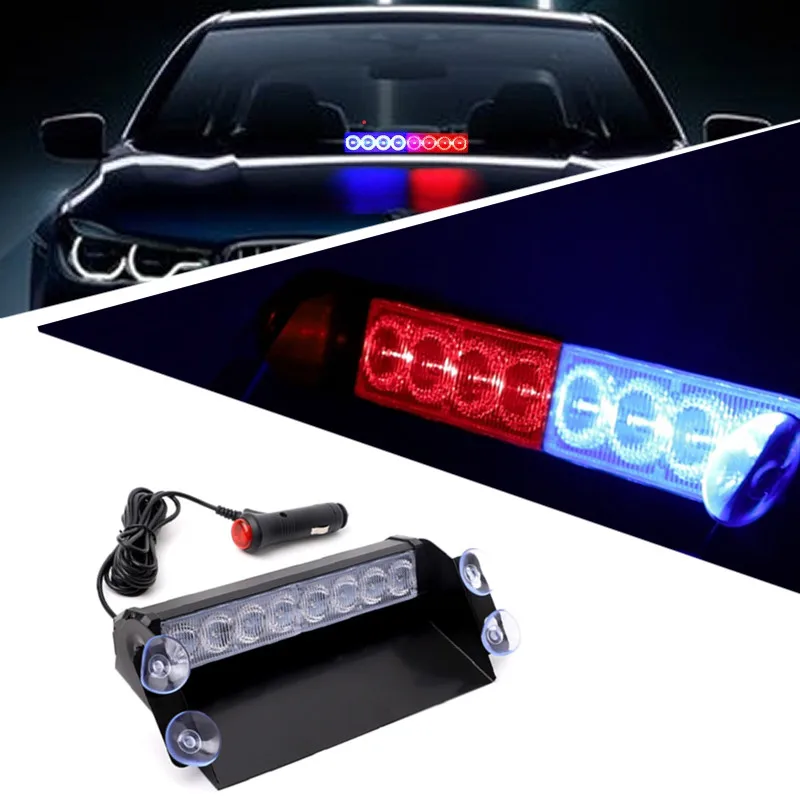 12V 8 светодиодный красные синие цвет: желтый белый автомобиль стробоскопа