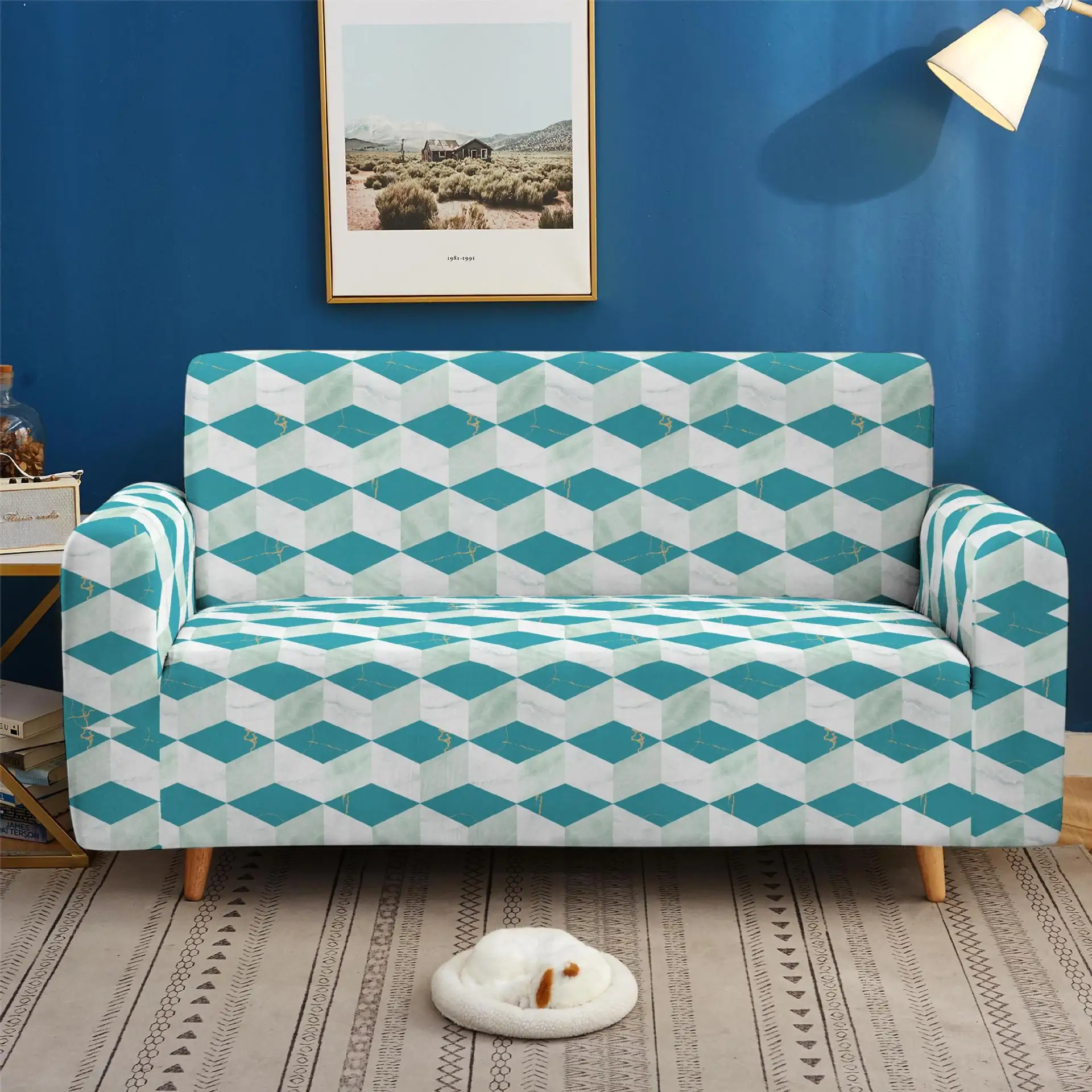 

Geometry Art Texture 3D Print Elastic Sofa Covers For Living Room L Shape Sofa Cover One Two Three Four Seaters All-inclusive