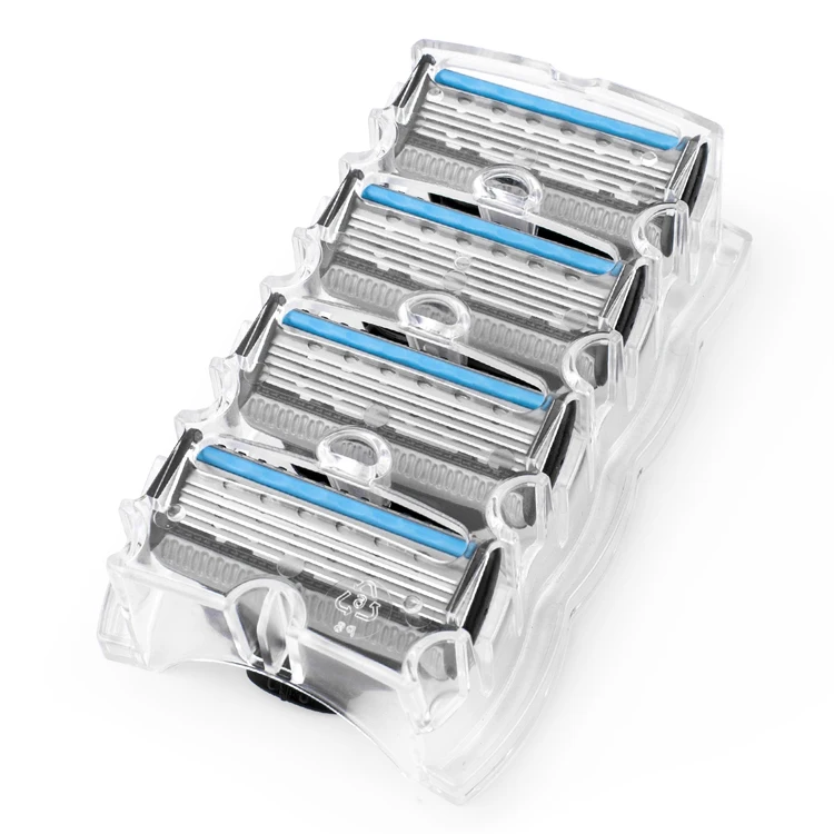QShave It синяя серия ручное бритвенное лезвие для мужчин Сменное лезвие X5 Blade Plus 1 лезвие для триммера США верхнее лезвие, 4 картриджа