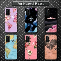 luxury world map travel phone case for huawei p40 pro lite p8 p9 p10 p20 p30 psmart 2019 2017 2018