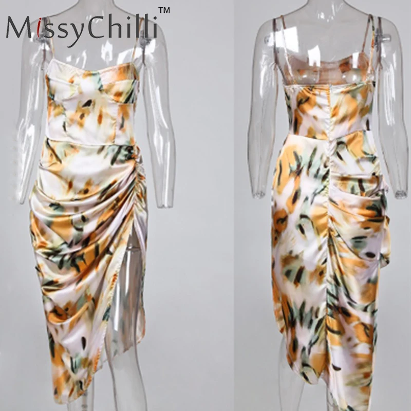 Женское атласное платье MissyChilli Асимметричные Длинные платья на тонких