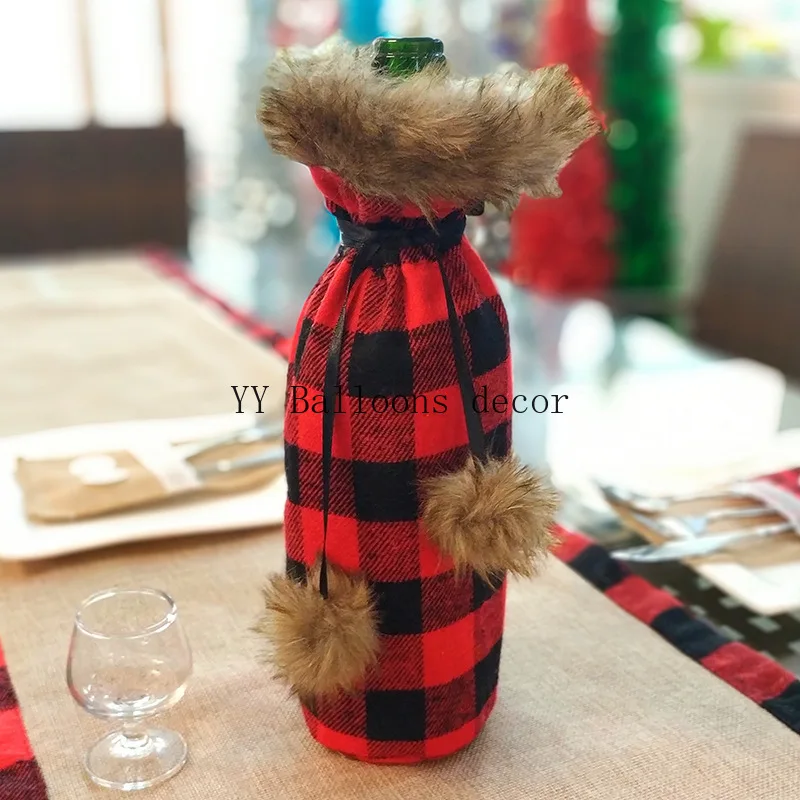 2pcs 2020 Christmas Red Wine Bottle Covers Bag Santa Clause Linen Champagne Party Home Decor Table | Дом и сад