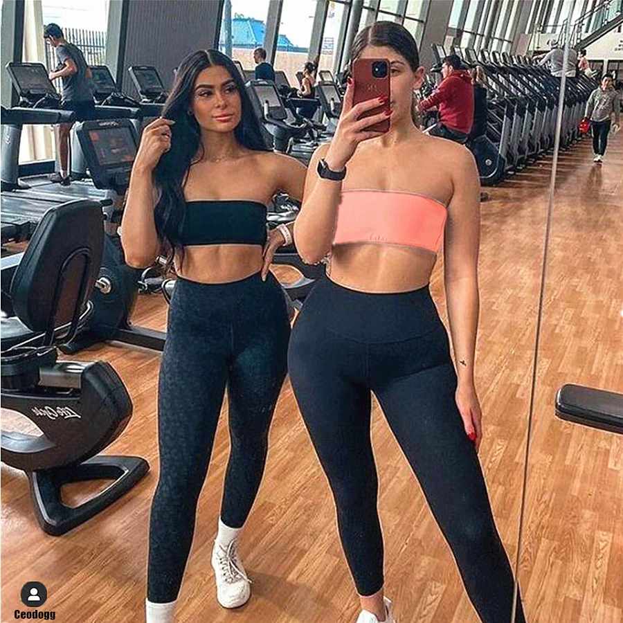 2023 Pad Tube Tops Sports Bra Women Fitness Bra Intimate Strapless Bustier Bandeau Breathable Wrapped Chest Underwear Yoga Bra