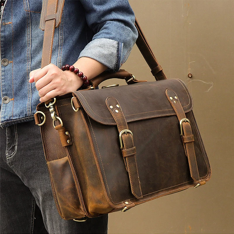 Мужской Дорожный портфель ручной работы из натуральной воловьей кожи сумка для