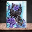 Алмазная 5D картина с животными, леопардом и птицей, набор сделай сам для домашнего декора, вышивка крестиком, мозаика, фиолетовая Роза