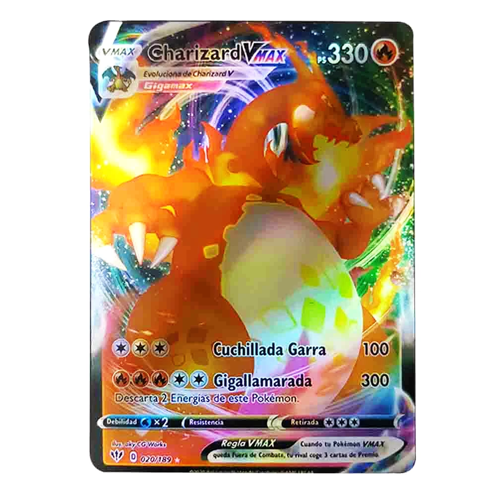 Juego de cartas de Pok&eacute;mon espa&ntilde;ol para ni&ntilde;os, 55 Uds., entrenador brillante VMAX, Charizard hologr&aacute;fica, Espa&ntilde;a-3