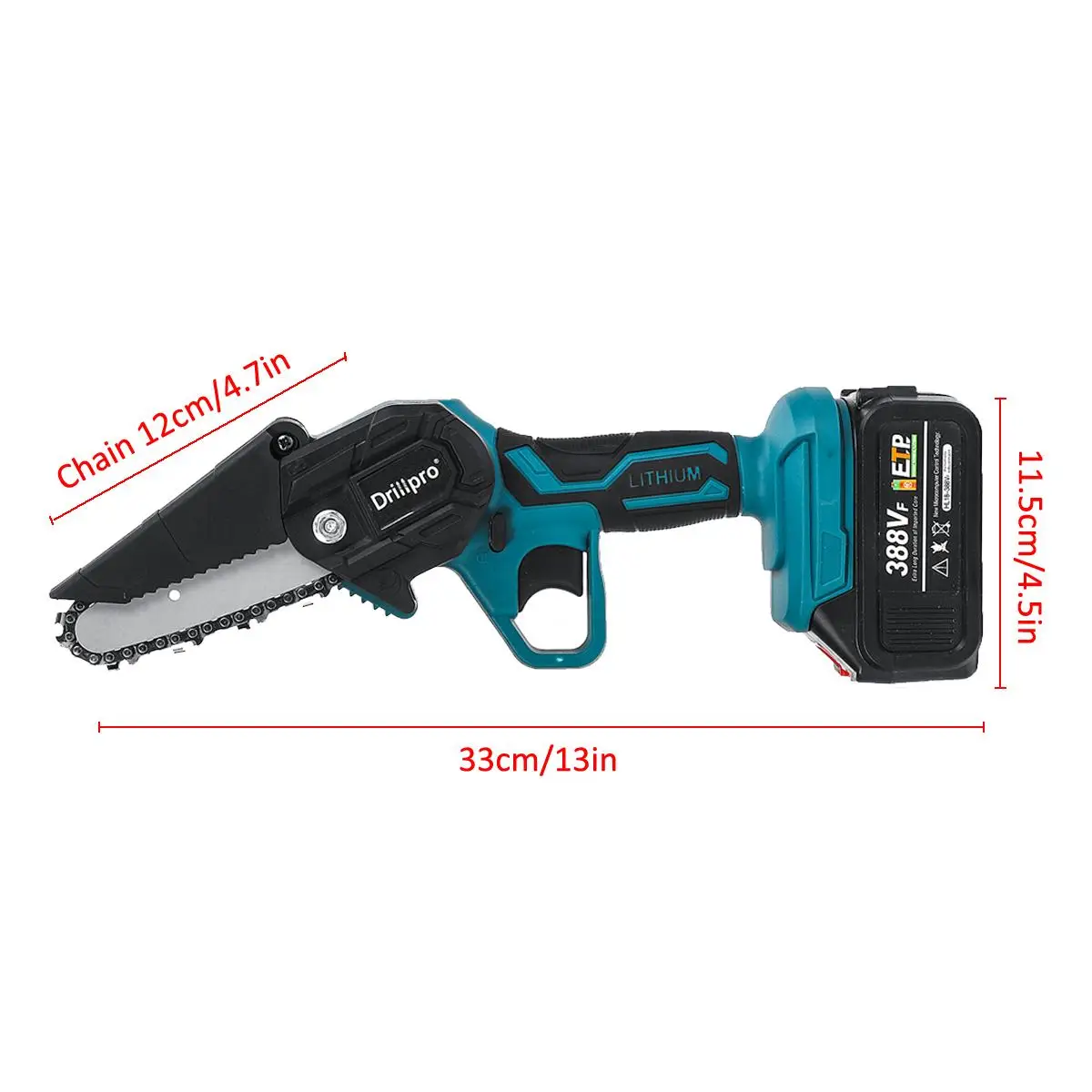 

1200W 4 inch Cordless Electric Saw Chainsaw Pruning Saw Garden Power Tools 2X 15000Mah Lithium Battery For Makita 18V Battery