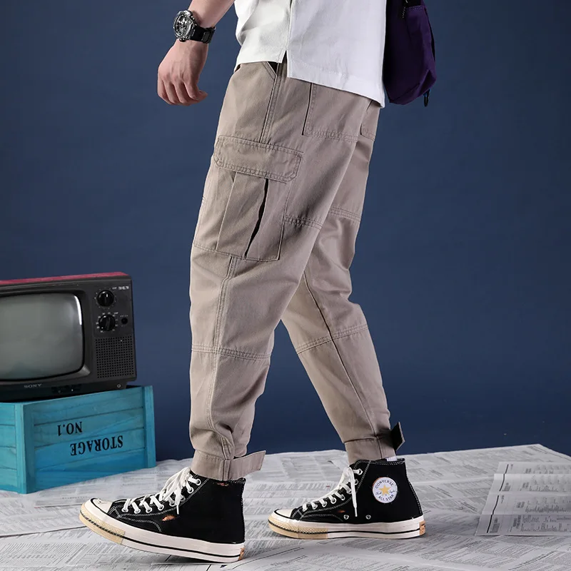 2021 осенние брюки в стиле хип-хоп, повседневные длинные брюки, мужские брюки-карго, брюки полной длины со шнурком и карманами, K006 от AliExpress RU&CIS NEW