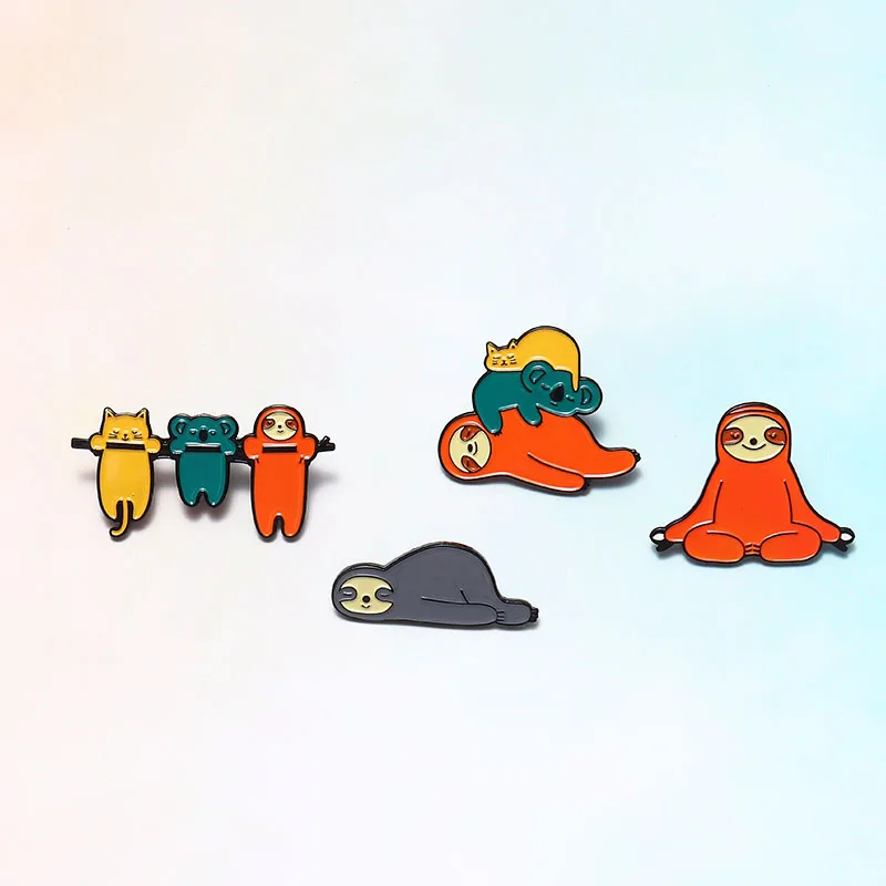 Забавные ленивые милые животные коала значок с изображением кота Броши Булавки