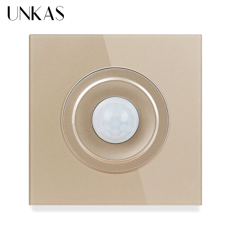 UNKAS Британский стандарт Knight Белый кристаллический стеклянный серый Панель AC 220 ~