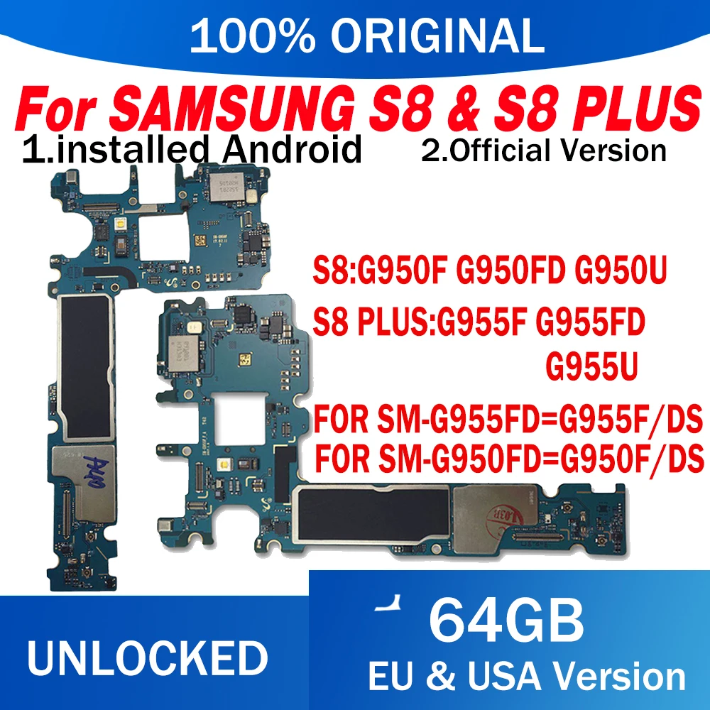 Европейская версия для Galaxy S8 G955F G955FD G950FD G955U G950U логическая плата оригинальная