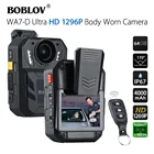 Boblov WA7-D Ultra HD 1296P 64G ночное видение, нательная камера DVR, записывающее устройство, дистанционное управление, охранное видео, полицейская мини-камера