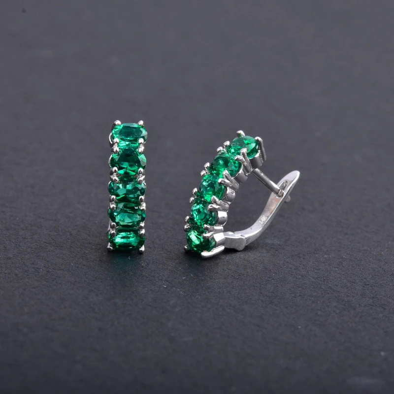 Женские серьги с изумрудами CSJ Lab серебро 14 к золото прекрасный брелок вечерние