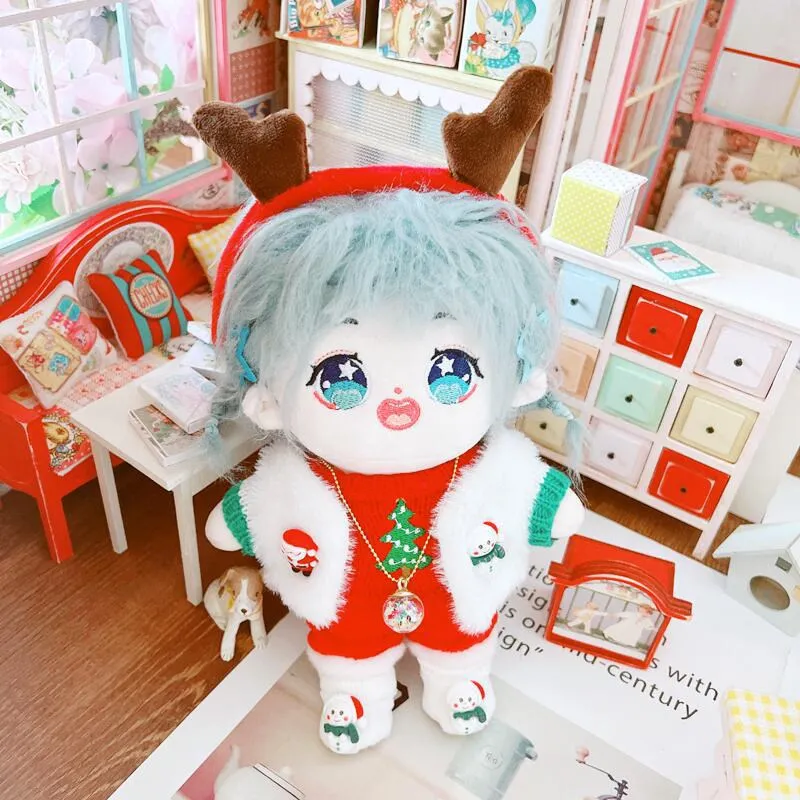 

Christmas style 20CM star idol doll clothes red headband Christmas tree sweater 20CM cotton doll Christmas accessories