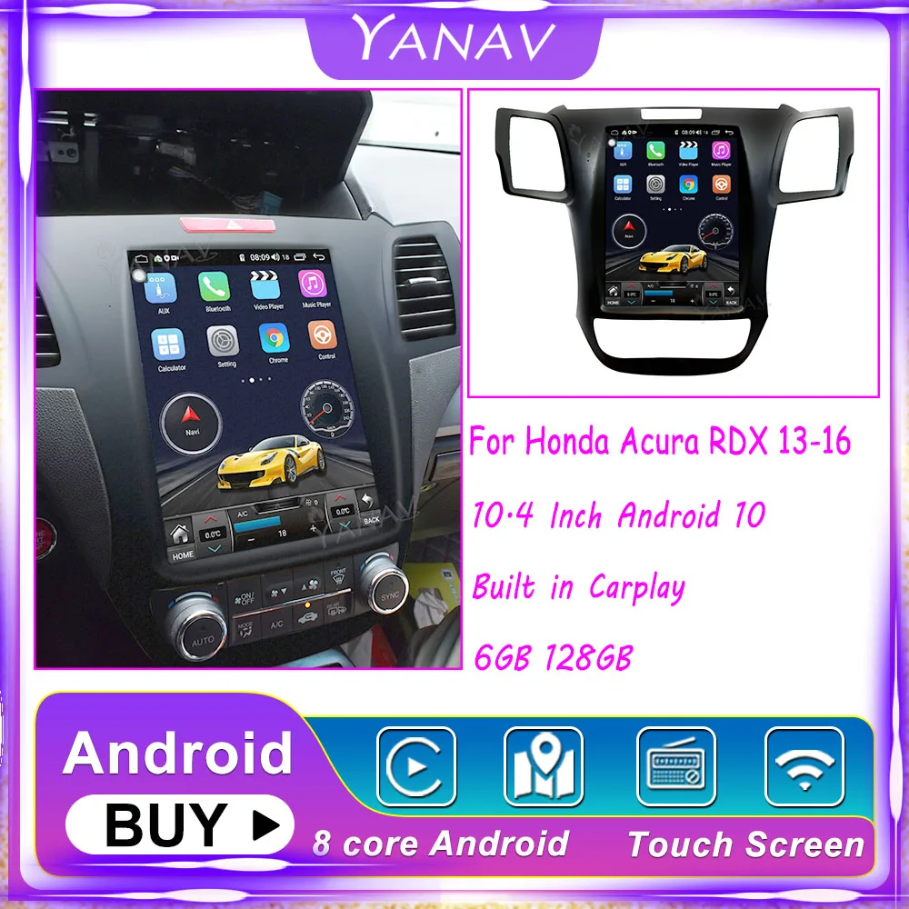 

128G Android для Honda Acura RDX 2013-2016 GPS-навигация Автомагнитола стерео приемник встроенный Carplay мультимедийный DVD-плеер