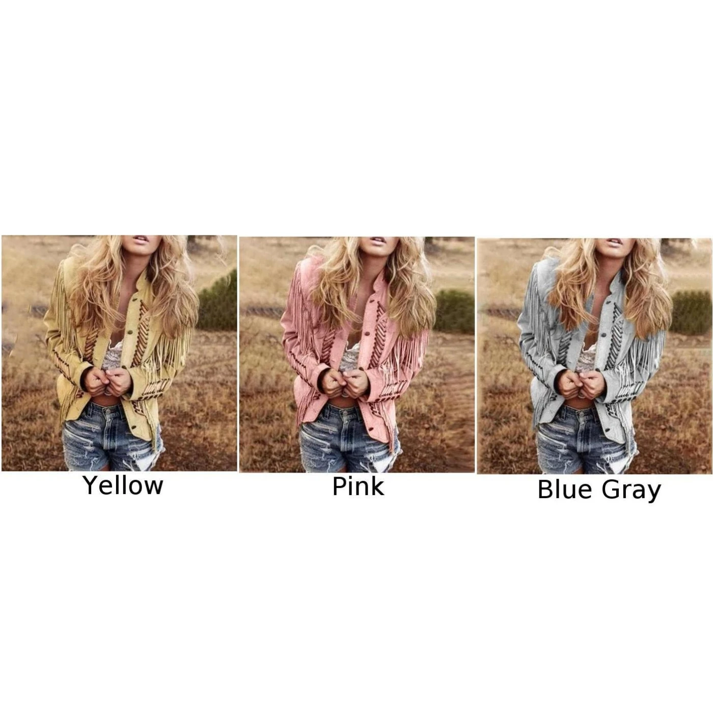 Женское пальто в стиле панк-рок украшенное кисточками с длинным рукавом короткое