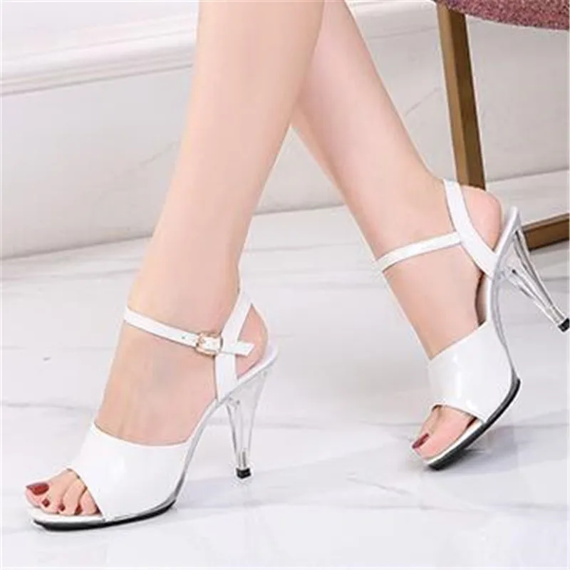 

New Nightclub Women's Sexy Sandals Car Model Shoes High Heels 7/10cm Fine Heel Sandals Transparent Crystal Elegant Catwalk Shoes