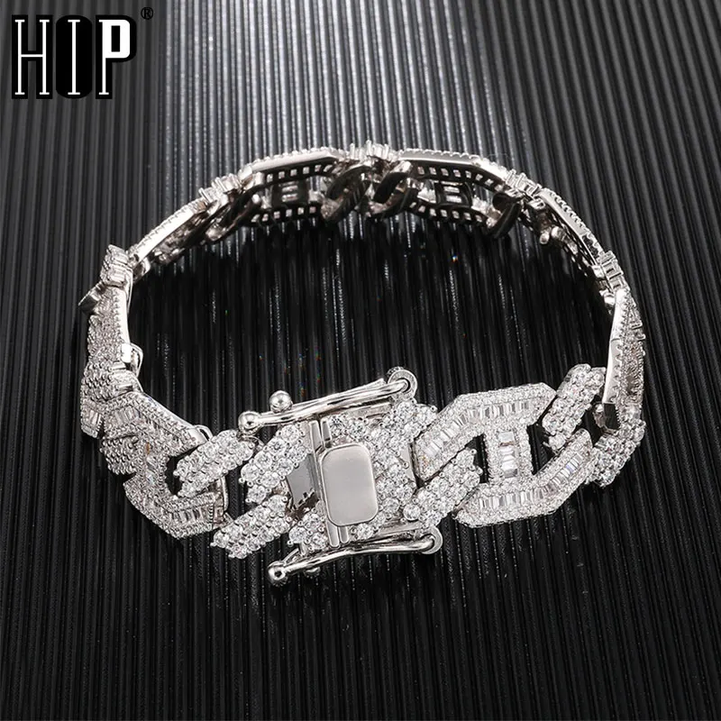 Тяжелая багета Майами в стиле хип-хоп 15 мм циркониевый кубинский браслет со
