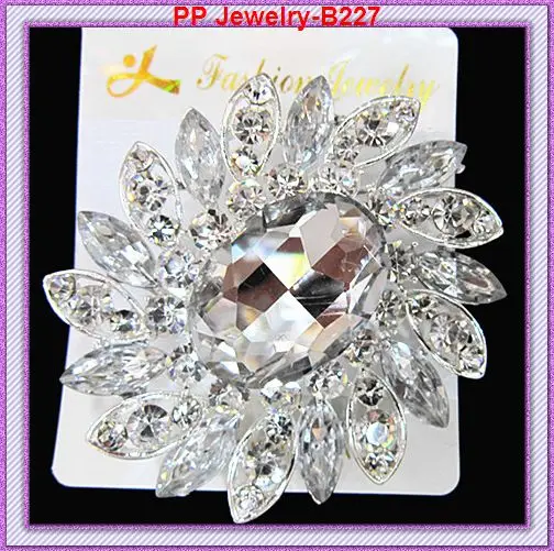 Лидер продаж роскошная Свадебная огромная стеклянная брошь в виде цветка с