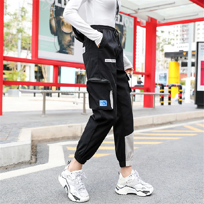 Женские брюки с завышенной талией свободные большими карманами брюки-багги в