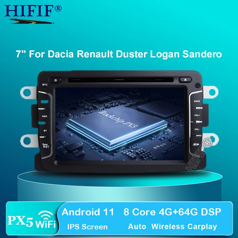 DSP IPS Android 11 8 ядер 4 Гб + 64 GPS-навигатор радио для Dacia Renault Duster Logan Sandero автомобильный DVD