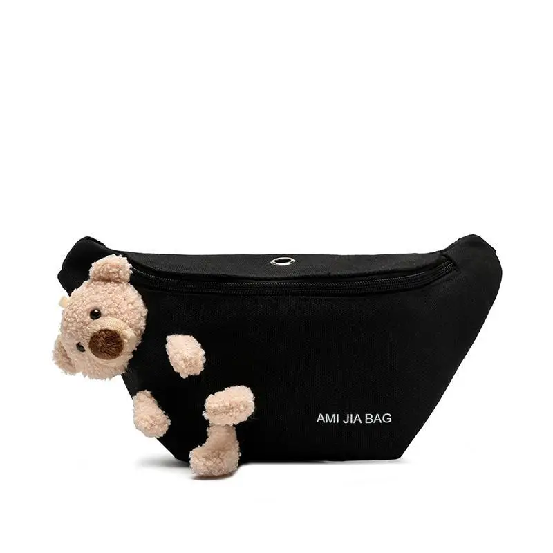 

Bear Canvas Bags for Women 2021 Autumn Trend Cute Girl Student Chest Bag Waist Bag Shoulder Crossbody Bag Travel Fanny Pack