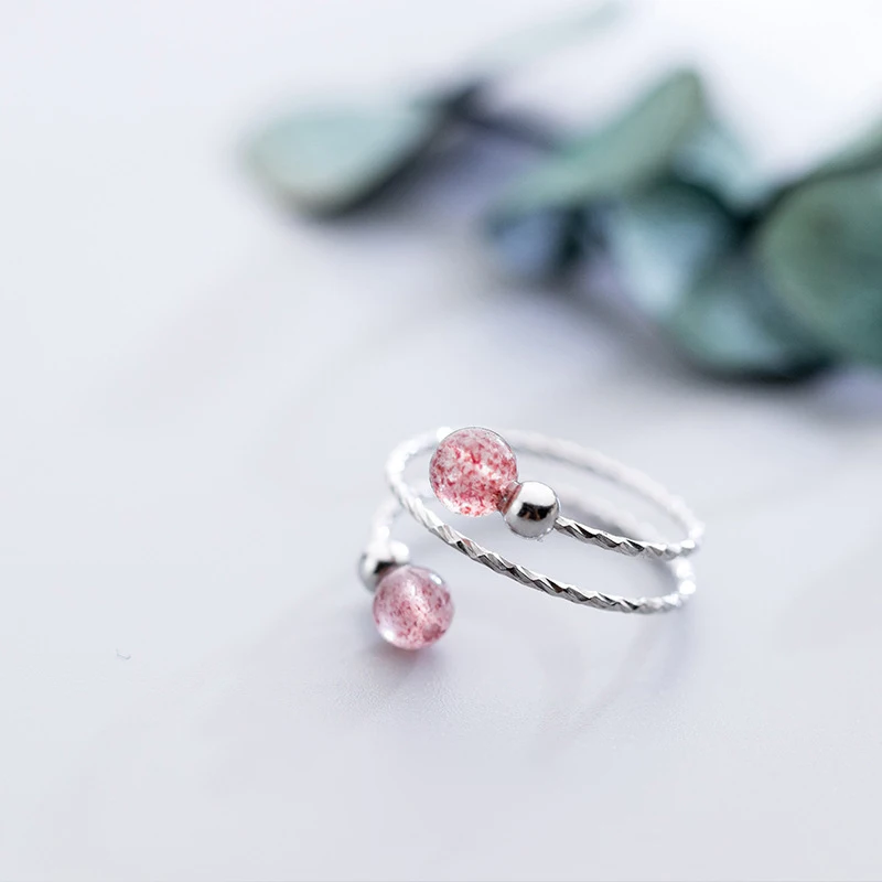 Женское многослойное кольцо из серебра 100% пробы с кристаллом в виде