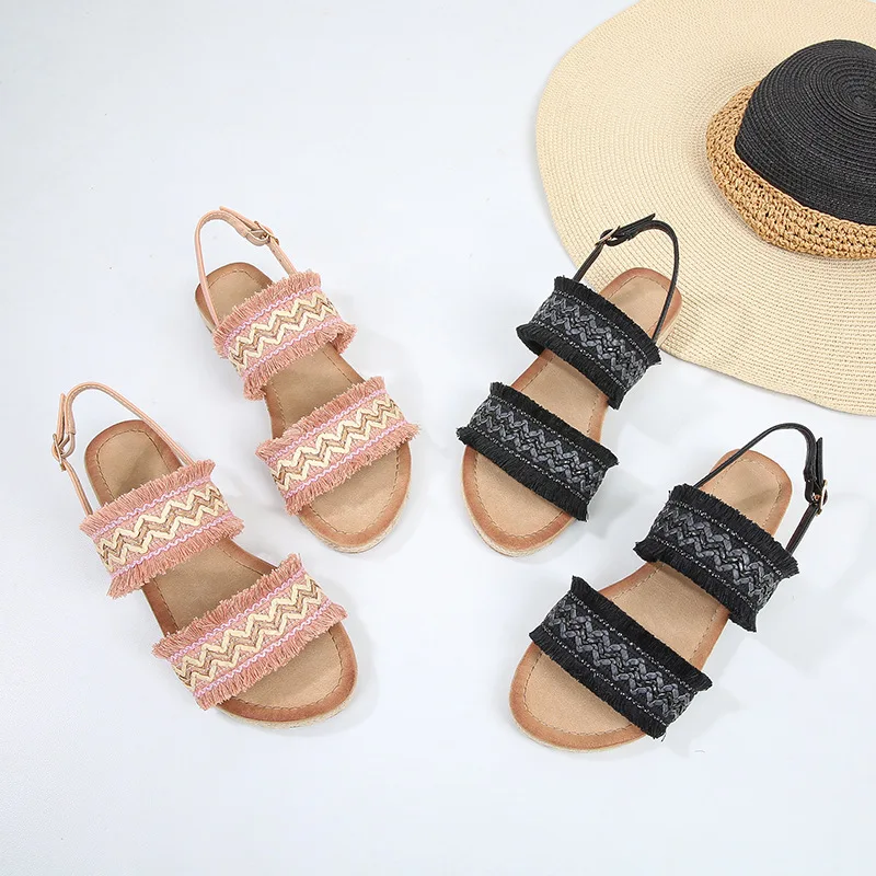 

Summer 2021 Ethnic Style Women's Sandals Outdoor Wedge Shoes Woman Buckle Strap Thick Bottom Flats Platform Sandals Ladies Shoes