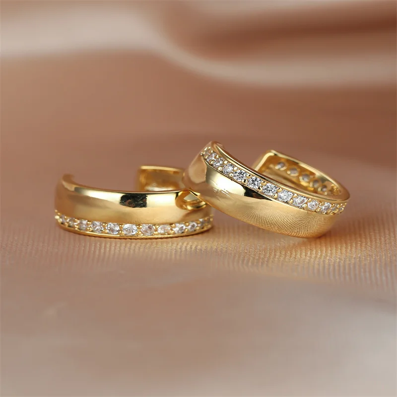 

Exquisite Gold Color Korean Temperament Retro C-shaped Inlay Zircon Earrings For Woman Trend Wedding Engagement Jewelry Gifts