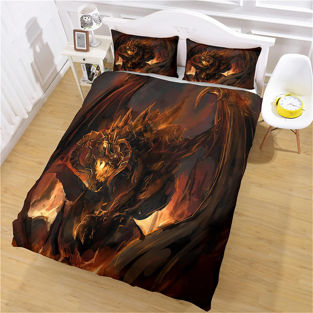 

Bedding Set Quilt Cover Cool Evil Dragon Print Children's Bedroom Bed Large Bedspread Design Can Be Customized Bed Pillow Case