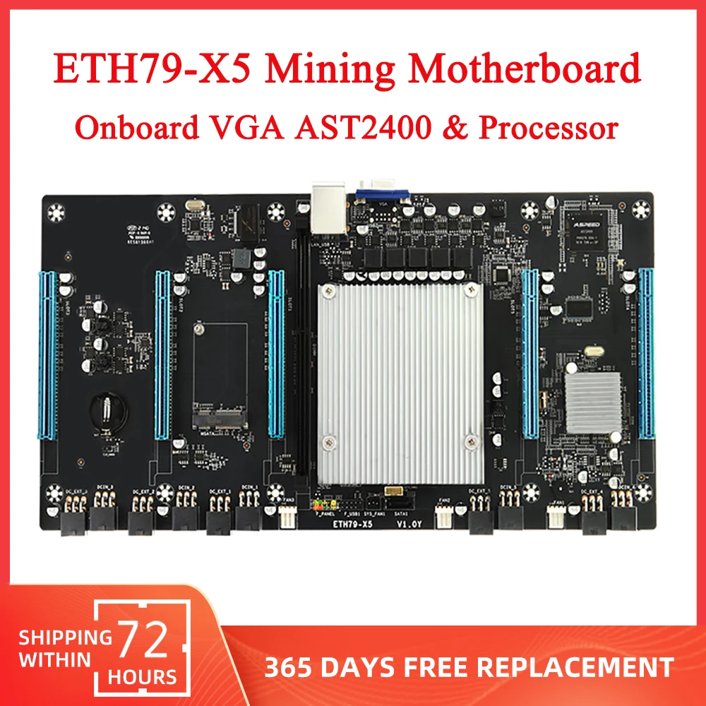 

ETH79-X5 BTC Mining Motherboard LGA 2011 DDR3 Processor SATA2.0 PCIE X16 Bitcoin ETH Ethereum Miner