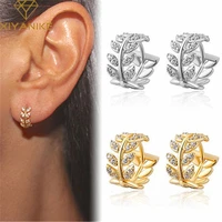 xiyanike silver color hot selling leaves full zircon hoop earrings female fashion simple gorgeous jewelry valentine gift