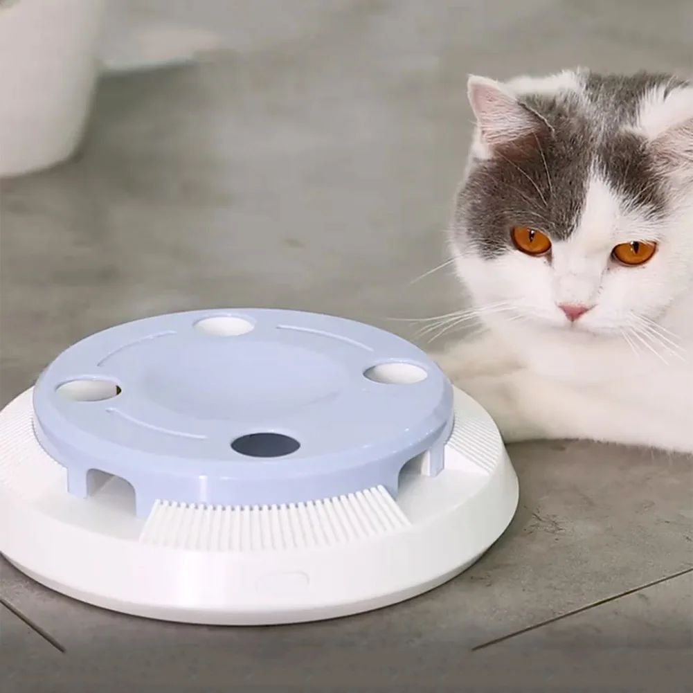 

Teasing Cat Toy Electric Rotating Donut Feather Pet Interactive Turntable Funny Pet Catching Playing Automatic Spinning Cat Toys