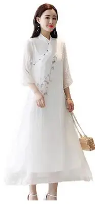 Мода 2020 новое летнее платье из хлопка и льна женское с принтом дамское элегантное