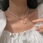 Очаровательная модная подвеска в виде бабочки, жемчужная цепочка, ожерелье для женщин, Трендовое женское колье, цепочка на шею, Женские Ювелирные изделия, 2021 подарок друзьям