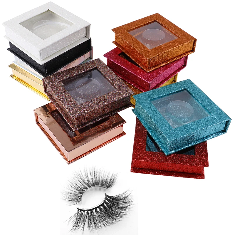 Квадратные накладные ресницы в упаковке блестящие 3d норковые коробках полоску