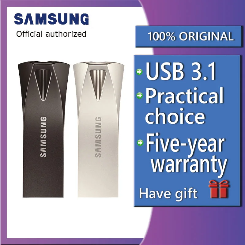 SAMSUNG флэш накопитель USB 128 Гб 64 ГБ 32 металлическая мини ручка крошечная Флешка