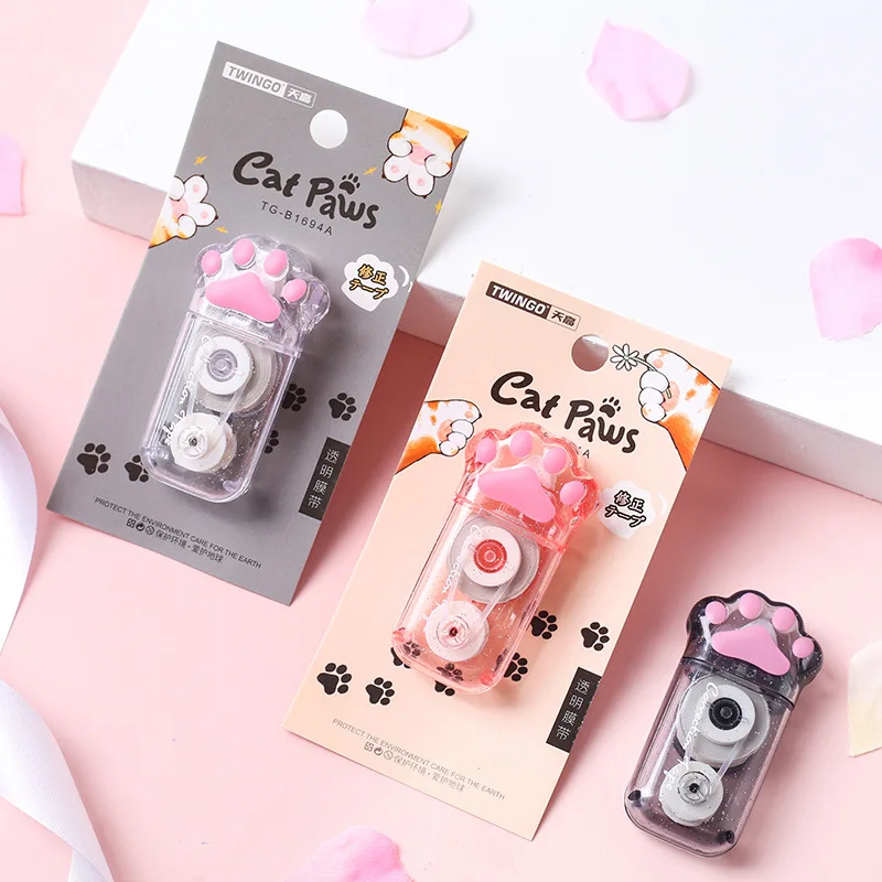Корректирующая лента Kawaii 6 м прозрачная в виде кошачьей лапы для офиса школы |