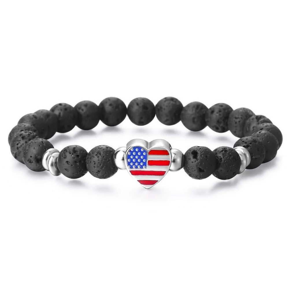 Натуральные браслеты из лавового камня для мужчин и женщин растягивающиеся с