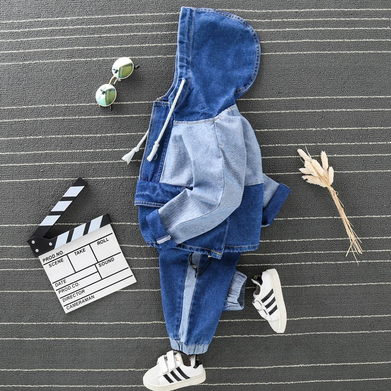 Детский джинсовый костюм с капюшоном Dolmidol Модный повседневный спортивный
