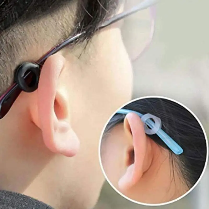 1 пара круглых ушных крючков для очков Противоскользящие силиконовые ручки