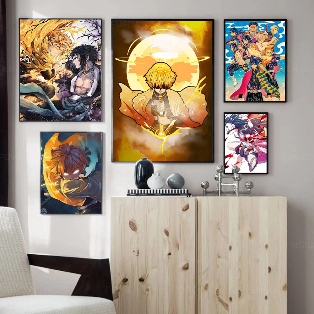 

Холст с изображением рассекающего демонов аниме, крутой красивый принт, настенные художественные картины, модульный постер для украшения д...