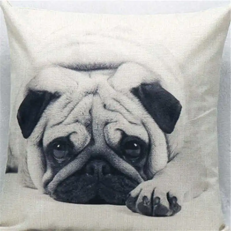 Vintage Cute Owl Dog Animal Pillowcase Cotton Linen Printed Cushion Cover For Office Home Pillow Covers 45*45cm | Дом и сад